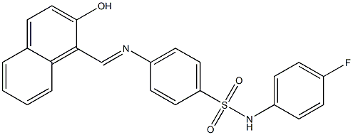 N-(4-fluorophenyl)-4-{[(E)-(2-hydroxy-1-naphthyl)methylidene]amino}benzenesulfonamide Struktur