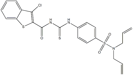 N,N-diallyl-4-[({[(3-chloro-1-benzothiophen-2-yl)carbonyl]amino}carbothioyl)amino]benzenesulfonamide Struktur