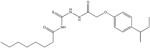 N-[(2-{2-[4-(sec-butyl)phenoxy]acetyl}hydrazino)carbothioyl]octanamide Struktur