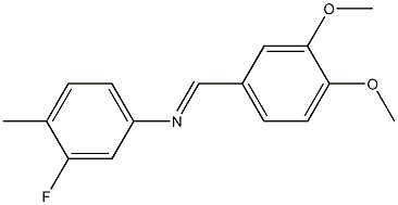 N-[(E)-(3,4-dimethoxyphenyl)methylidene]-N-(3-fluoro-4-methylphenyl)amine Struktur