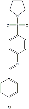 N-[(E)-(4-chlorophenyl)methylidene]-N-[4-(1-pyrrolidinylsulfonyl)phenyl]amine Struktur