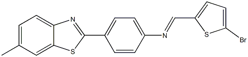 N-[(E)-(5-bromo-2-thienyl)methylidene]-N-[4-(6-methyl-1,3-benzothiazol-2-yl)phenyl]amine Struktur