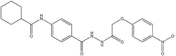 N-[4-({2-[2-(4-nitrophenoxy)acetyl]hydrazino}carbonyl)phenyl]cyclohexanecarboxamide Struktur