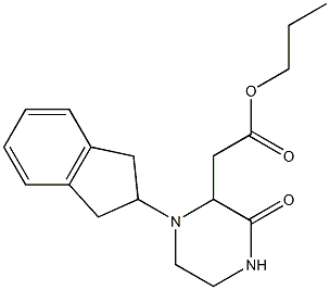 propyl 2-[1-(2,3-dihydro-1H-inden-2-yl)-3-oxo-2-piperazinyl]acetate Struktur