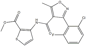 methyl 3-({[3-(2-chloro-6-fluorophenyl)-5-methyl-4-isoxazolyl]carbonyl}amino)-2-thiophenecarboxylate Struktur