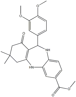 methyl 11-(3,4-dimethoxyphenyl)-3,3-dimethyl-1-oxo-2,3,4,5,10,11-hexahydro-1H-dibenzo[b,e][1,4]diazepine-7-carboxylate Struktur