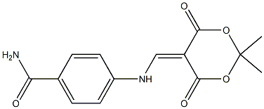 4-{[(2,2-dimethyl-4,6-dioxo-1,3-dioxan-5-yliden)methyl]amino}benzenecarboxamide Struktur