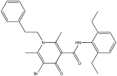 N-(2,6-Diethylphenyl)-1,4-dihydro-2,6-dimethyl-5-bromo-4-oxo-1-phenethyl-3-pyridinecarboxamide Struktur