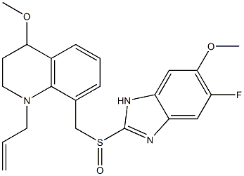 1,2,3,4-Tetrahydro-1-(2-propenyl)-4-methoxy-8-(5-fluoro-6-methoxy-1H-benzimidazol-2-ylsulfinylmethyl)quinoline Struktur