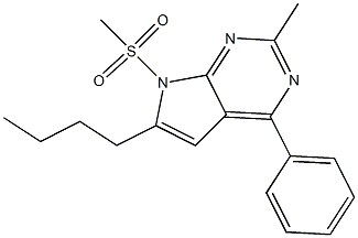 6-Butyl-7-(methylsulfonyl)-2-methyl-4-phenyl-7H-pyrrolo[2,3-d]pyrimidine Struktur