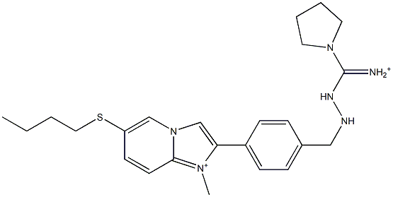 1-Methyl-6-butylthio-2-[4-[2-[iminio(1-pyrrolidinyl)methyl]hydrazinomethyl]phenyl]imidazo[1,2-a]pyridin-1-ium Struktur