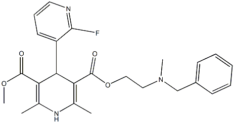 4-(2-Fluoropyridin-3-yl)-1,4-dihydro-2,6-dimethylpyridine-3,5-dicarboxylic acid 3-methyl 5-[2-(N-methyl-N-benzylamino)ethyl] ester Struktur