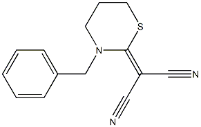 2-[Cyano(cyano)methylene]-3-benzyl-3,4,5,6-tetrahydro-2H-1,3-thiazine Struktur