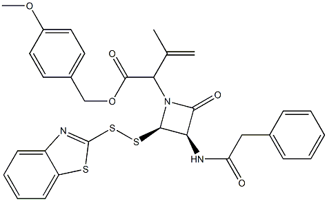 3-Methyl-2-[(3R,4R)-2-oxo-3-[(phenylacetyl)amino]-4-[(benzothiazol-2-yl)dithio]azetidin-1-yl]-3-butenoic acid 4-methoxybenzyl ester Struktur