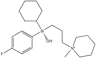 1-[3-[(S)-Hydroxycyclohexyl(4-fluorophenyl)silyl]propyl]-1-methylpiperidinium Struktur