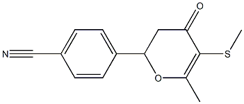 2-(p-Cyanophenyl)-6-methyl-5-methylthio-2,3-dihydro-4H-pyran-4-one Struktur