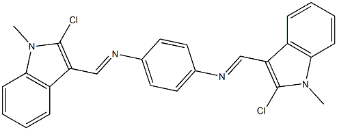 3,3'-[p-Phenylenebis(nitrilomethylidyne)]bis(2-chloro-1-methyl-1H-indole) Struktur