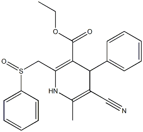 5-Cyano-1,4-dihydro-6-methyl-2-[phenylsulfinylmethyl]-4-phenylpyridine-3-carboxylic acid ethyl ester Struktur