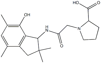 1-[2-[[(2,3-Dihydro-7-hydroxy-2,2,4,6-tetramethyl-1H-inden)-1-yl]amino]-2-oxoethyl]pyrrolidine-2-carboxylic acid Struktur