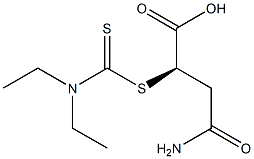 (-)-N,N-Diethyldithiocarbamic acid (R)-1-carboxy-2-(aminocarbonyl)ethyl ester Struktur