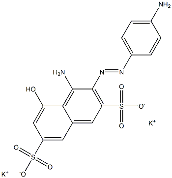 4-Amino-3-(p-aminophenylazo)-5-hydroxy-2,7-naphthalenedisulfonic acid dipotassium salt Struktur