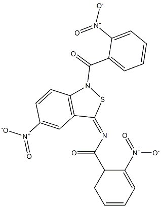 5-Nitro-1-(o-nitrobenzoyl)-3(1H)-(o-nitrobenzoyl)imino-2,1-benzisothiazole Struktur