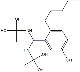 3-[Bis[(1,1-dihydroxyethyl)amino]methyl]-4-pentylphenol Struktur