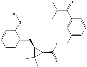 (1R,3S)-2,2-Dimethyl-3-[[(3E)-2,3,4,5-tetrahydro-2-oxothiophen]-3-ylidenemethyl]cyclopropane-1-carboxylic acid-3-(isopropylcarbonyl)benzyl ester Struktur