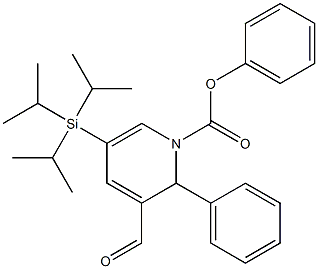 3-Formyl-1,2-dihydro-5-(triisopropylsilyl)-2-phenylpyridine-1-carboxylic acid phenyl ester Struktur