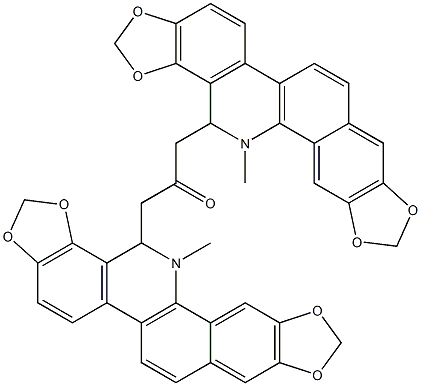 1,3-Bis[[(13R,14S)-13,14-dihydro-13-methyl[1,3]benzodioxolo[5,6-c]-1,3-dioxolo[4,5-i]phenanthridin]-14-yl]-2-propanone Struktur