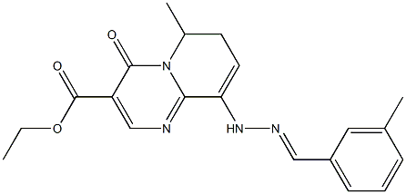 9-[2-(3-Methylbenzylidene)hydrazino]-6-methyl-6,7-dihydro-4-oxo-4H-pyrido[1,2-a]pyrimidine-3-carboxylic acid ethyl ester Struktur