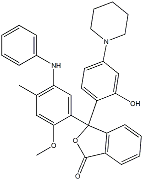 3-(5-Anilino-4-methyl-2-methoxyphenyl)-3-(2-hydroxy-4-piperidinophenyl)phthalide Struktur