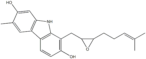 6-Methyl-1-[3-(4-methyl-3-pentenyl)oxiranylmethyl]-9H-carbazole-2,7-diol Struktur