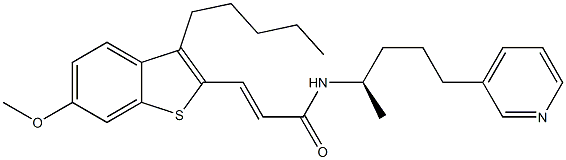 (E)-3-(6-Methoxy-3-pentyl-1-benzothiophen-2-yl)-N-[(R)-1-methyl-4-(3-pyridinyl)butyl]acrylamide Struktur