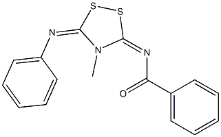 3-(Benzoylimino)-4-methyl-5-(phenylimino)-1,2,4-dithiazolidine Struktur