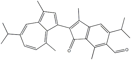 2-(1,4-Dimethyl-7-isopropylazulen-3-yl)-3,7-dimethyl-5-isopropyl-1-oxo-1H-indene-6-carbaldehyde Struktur