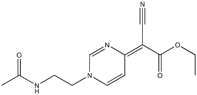 4-[Cyano(ethoxycarbonyl)methylene]-1,4-dihydro-1-(2-acetylaminoethyl)pyrimidine Struktur