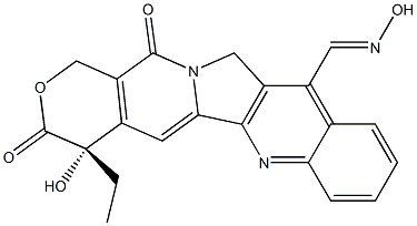 (4S)-4-Hydroxy-4-ethyl-11-(hydroxyiminomethyl)-1H-pyrano[3',4':6,7]indolizino[1,2-b]quinoline-3,14(4H,12H)-dione Struktur