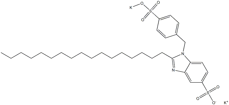 1-[4-(Potassiooxysulfonyl)benzyl]-2-heptadecyl-1H-benzimidazole-5-sulfonic acid potassium salt Struktur