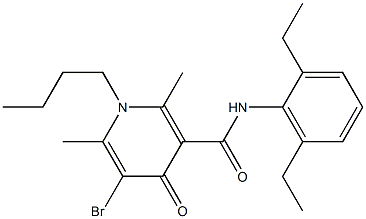 N-(2,6-Diethylphenyl)-1,4-dihydro-2,6-dimethyl-4-oxo-1-butyl-5-bromo-3-pyridinecarboxamide Struktur