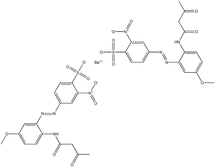 Bis[4-[2-(1,3-dioxobutylamino)-5-methoxyphenylazo]-2-nitrobenzenesulfonic acid]barium salt Struktur