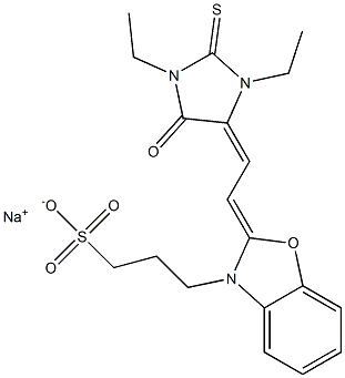 3-[2-[2-(1,3-Diethyl-2-thioxo-4-oxoimidazolidine-5-ylidene)ethylidene]-2,3-dihydrobenzoxazole-3-yl]-1-propanesulfonic acid sodium salt Struktur