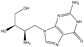 2-Amino-9-[(2R,3R)-2-amino-3,4-dihydroxybutyl]-1,9-dihydro-6H-purin-6-one Struktur