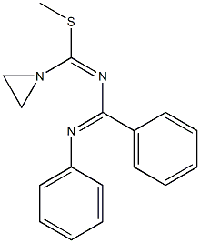 4-(1-Aziridinyl)-4-methylthio-1-(phenyl)-2-phenyl-1,3-diaza-1,3-butadiene Struktur