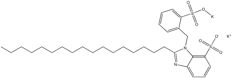 1-[2-(Potassiooxysulfonyl)benzyl]-2-heptadecyl-1H-benzimidazole-7-sulfonic acid potassium salt Struktur