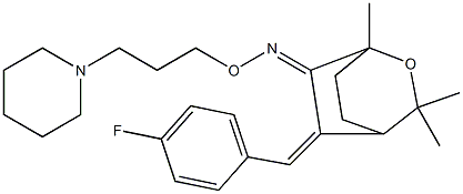 5-[4-Fluorobenzylidene]-1,3,3-trimethyl-2-oxabicyclo[2.2.2]octan-6-one O-[3-piperidinopropyl]oxime Struktur