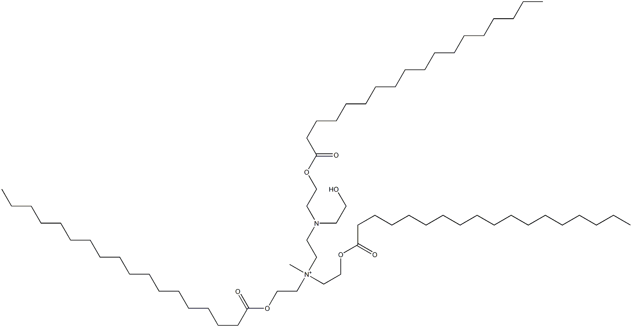 N-[2-[(2-Hydroxyethyl)[2-[(1-oxooctadecyl)oxy]ethyl]amino]ethyl]-N-methyl-2-[(1-oxooctadecyl)oxy]-N-[2-[(1-oxooctadecyl)oxy]ethyl]ethanaminium Struktur