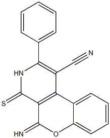 3,4-Dihydro-2-phenyl-5-imino-4-thioxo-5H-[1]benzopyrano[3,4-c]pyridine-1-carbonitrile Struktur