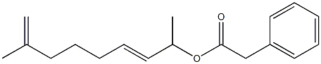 Phenylacetic acid 1,7-dimethyl-2,7-octadienyl ester Struktur