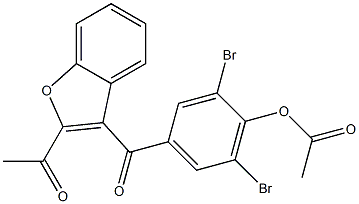 3-(3,5-Dibromo-4-acetoxybenzoyl)-2-acetylbenzofuran Struktur